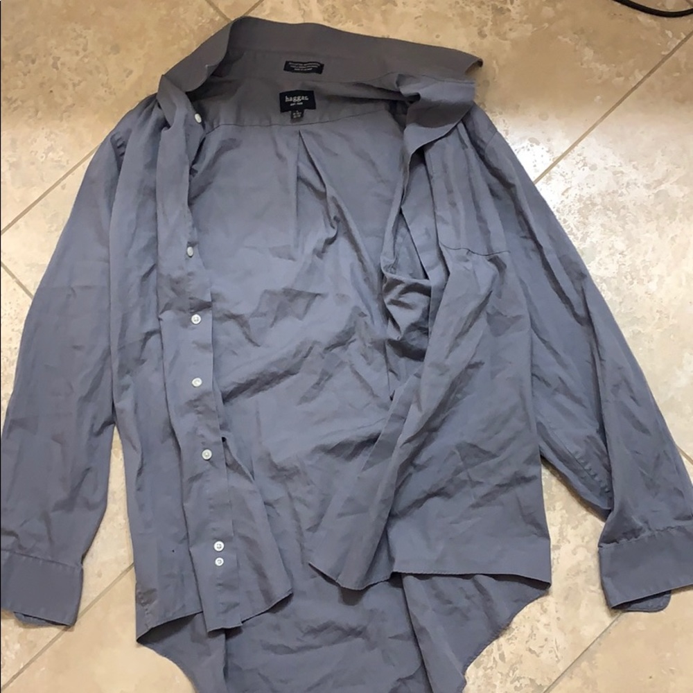 Haggar Dress Shirt Grey Men’s 32/33 Large …